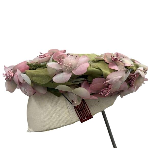 Vintage 50s Patrice Floral Ring Hat Pink Silk Flowers Fascinator main image 8